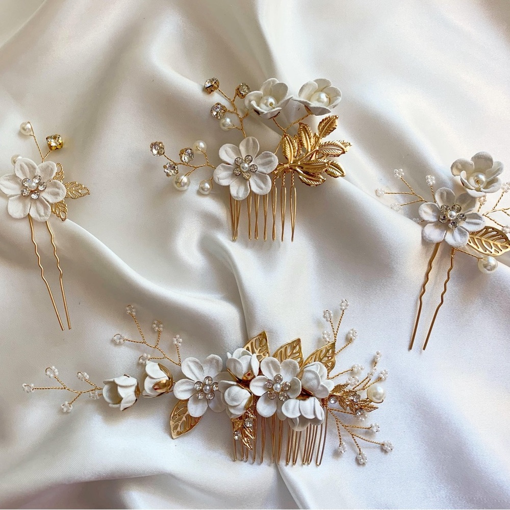 BRIDAL - KARINA Floral Bridal Hair Piece Set - 4 pc